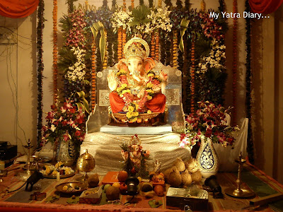 Complete Ganpati pandal decorations during the Ganesh Chaturthi festival