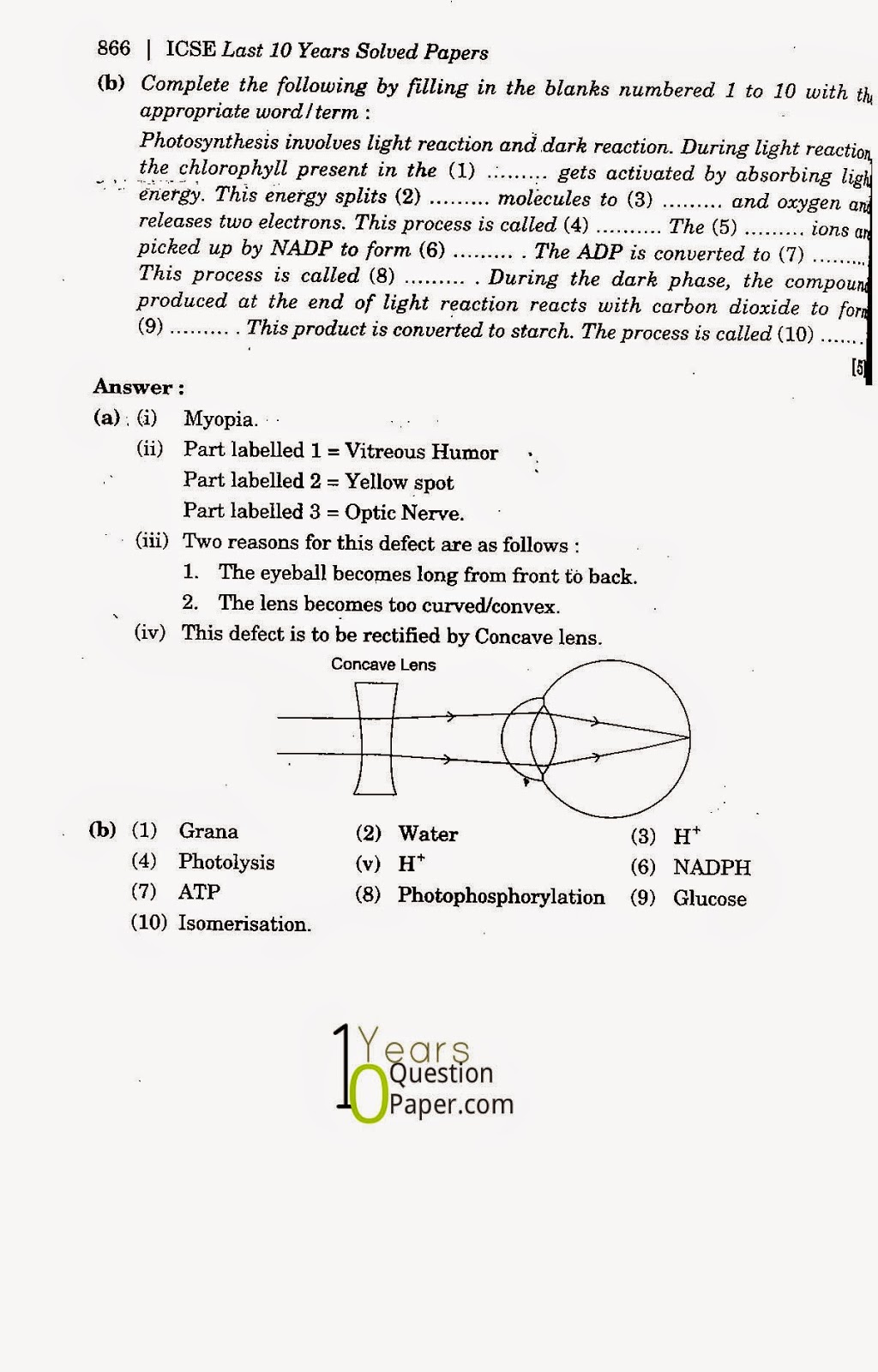 icse class 10th biology solved question paper 2009 icse class 10th Biology solved question paper 2009