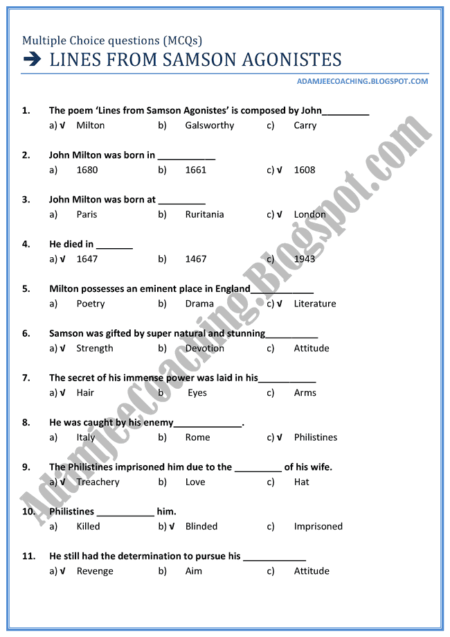 essay on samson agonistes Free essay: free will in john milton's samson agonistes john milton's samson agonistes is based on the story of samson, an israelite hero in the old. essay on samson agonistes Free essay: free will in john milton's samson agonistes john milton's samson agonistes is based on the story of samson, an israelite hero in the old.