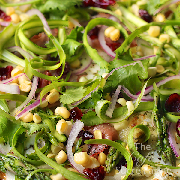 Pesto and Prosciutto Pizza with Shaved Asparagus Salad The Café Sucre