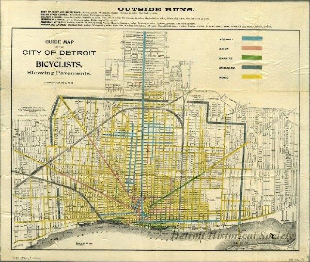 1898 Bicycle Map of Detroit