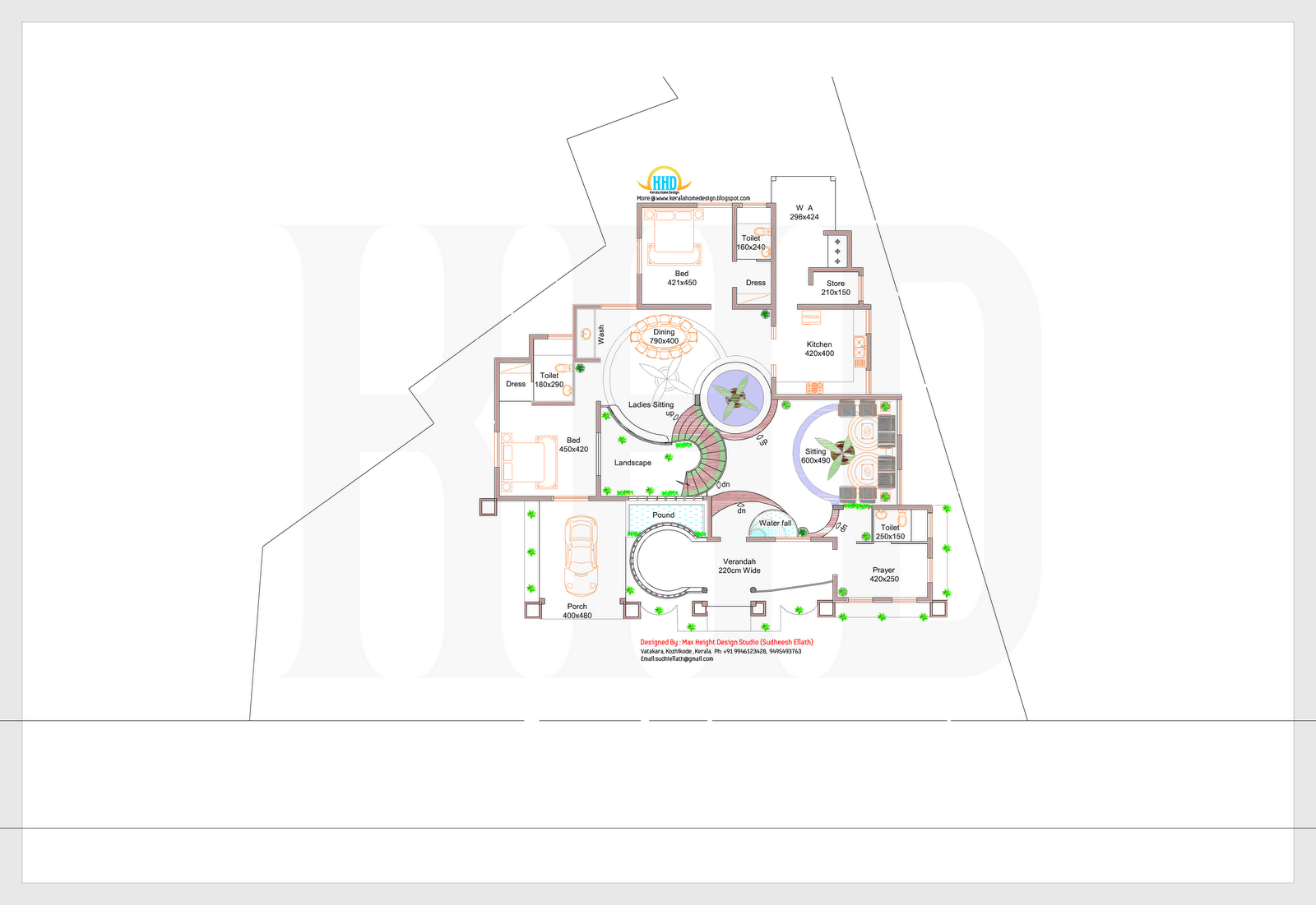 2D elevation and plan of 4bhk luxury house - 4198 sq. ft. | Indian ...