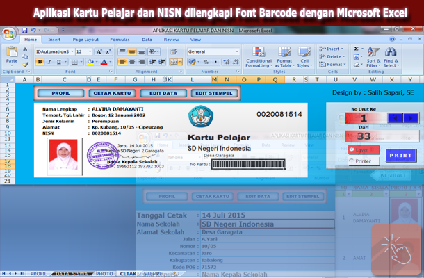 Download Aplikasi Kartu Pelajar dan NISN dilengkapi Font Barcode dengan