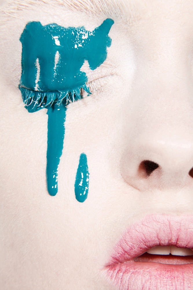 Graphic Makeup Beauty Images, Paint dripping Dani Lundquist model PhotoShoot by New York Beauty