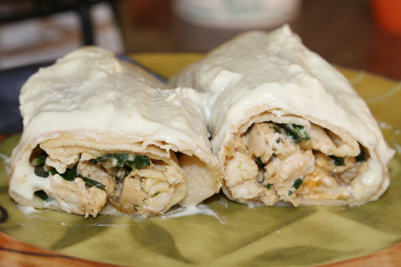 Jenn's Random Scraps Cheesy Chicken Spinach Enchiladas in Jalapeño