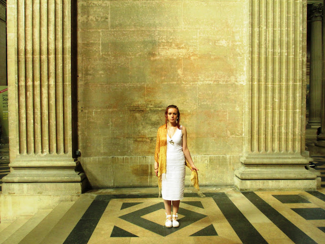 Pantheon Paris grecian white dress gold