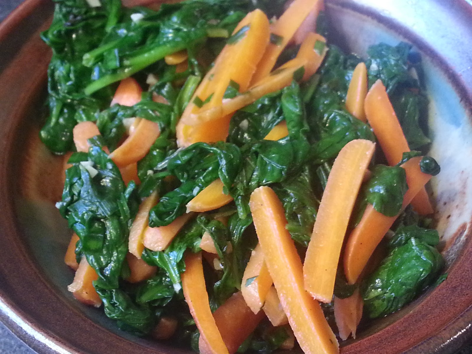 full tummies Spinach, Arugula, and Carrot Saute with Fresh Herbs