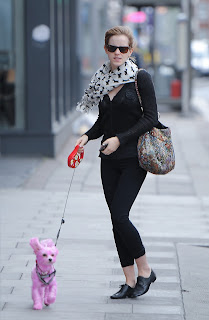 Emma Watson with her pink dog on the streets of London