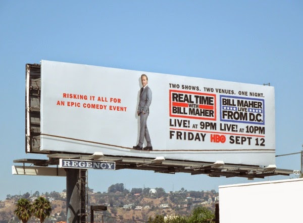 Real Time with Bill Maher tightrope billboard Melrose Avenue Real Time Bill Maher tightrope billboard