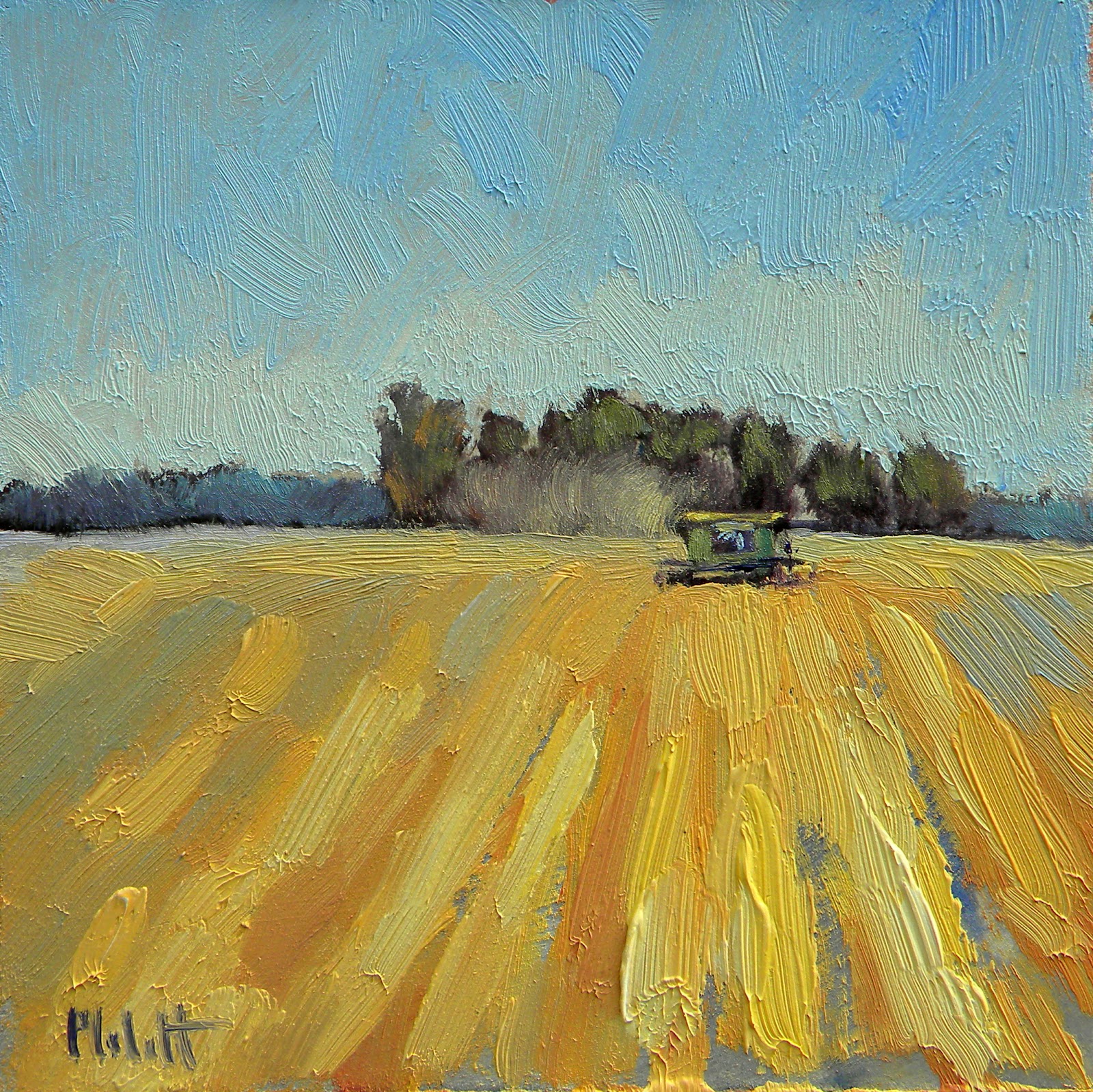 Painting Daily Heidi Malott Original Art John Deere Combine Tractor