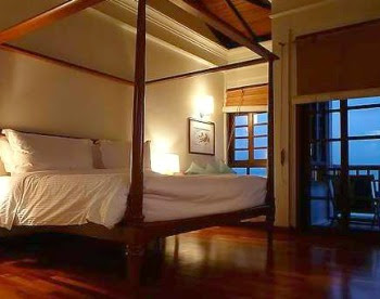 Kick back and relax: The spacious water chalets are a sight to behold with a large four poster bed and a comfortable daybed to lounge on.The sliding glass doors of the chalet opens out to a private balcony which affords guests gorgeous and uninterrupted views of the sea.
