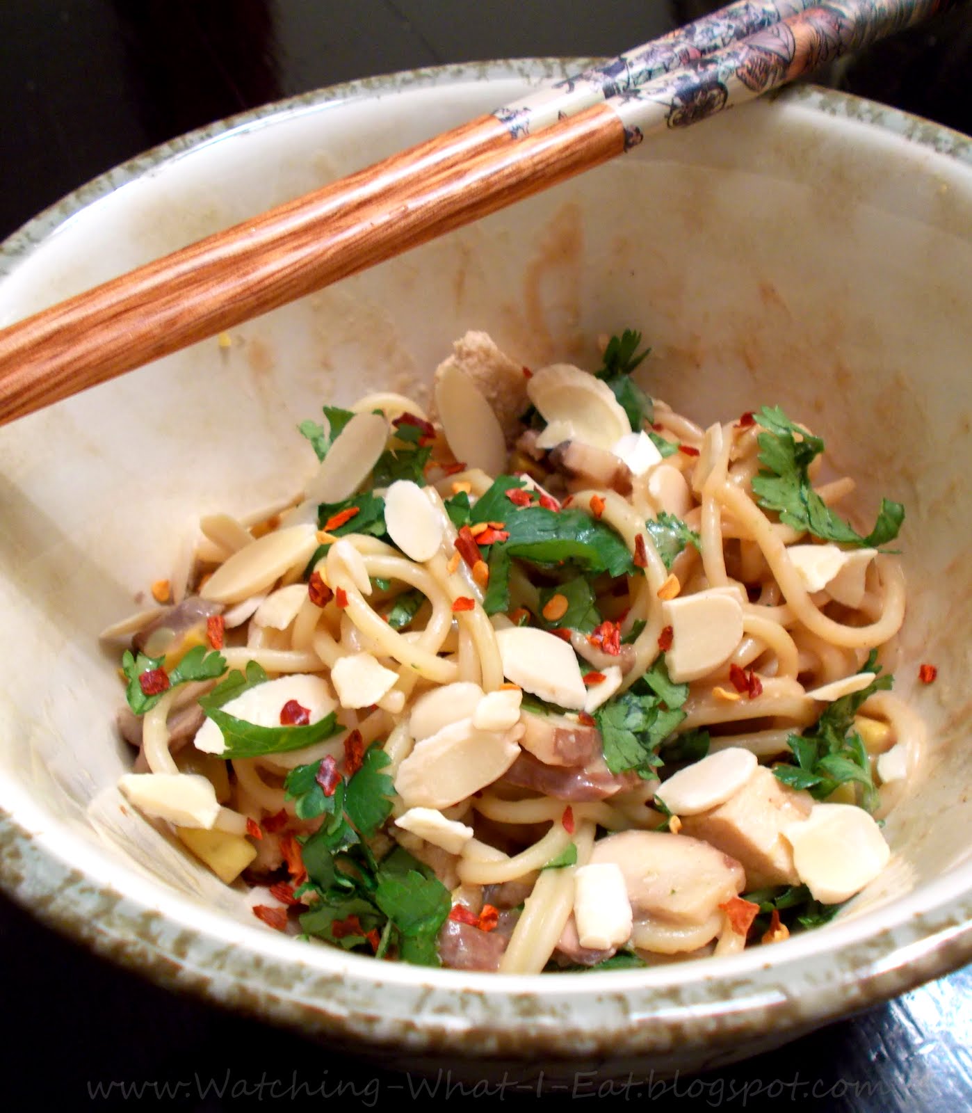 Watching What I Eat Spicy Almond Noodles Meatless Monday