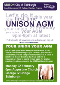 Come to the UNISON AGM on 22 Feb