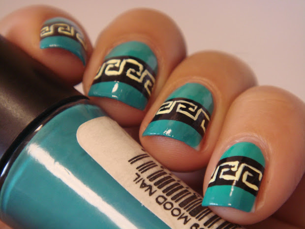 nail loopy moody teal tribal