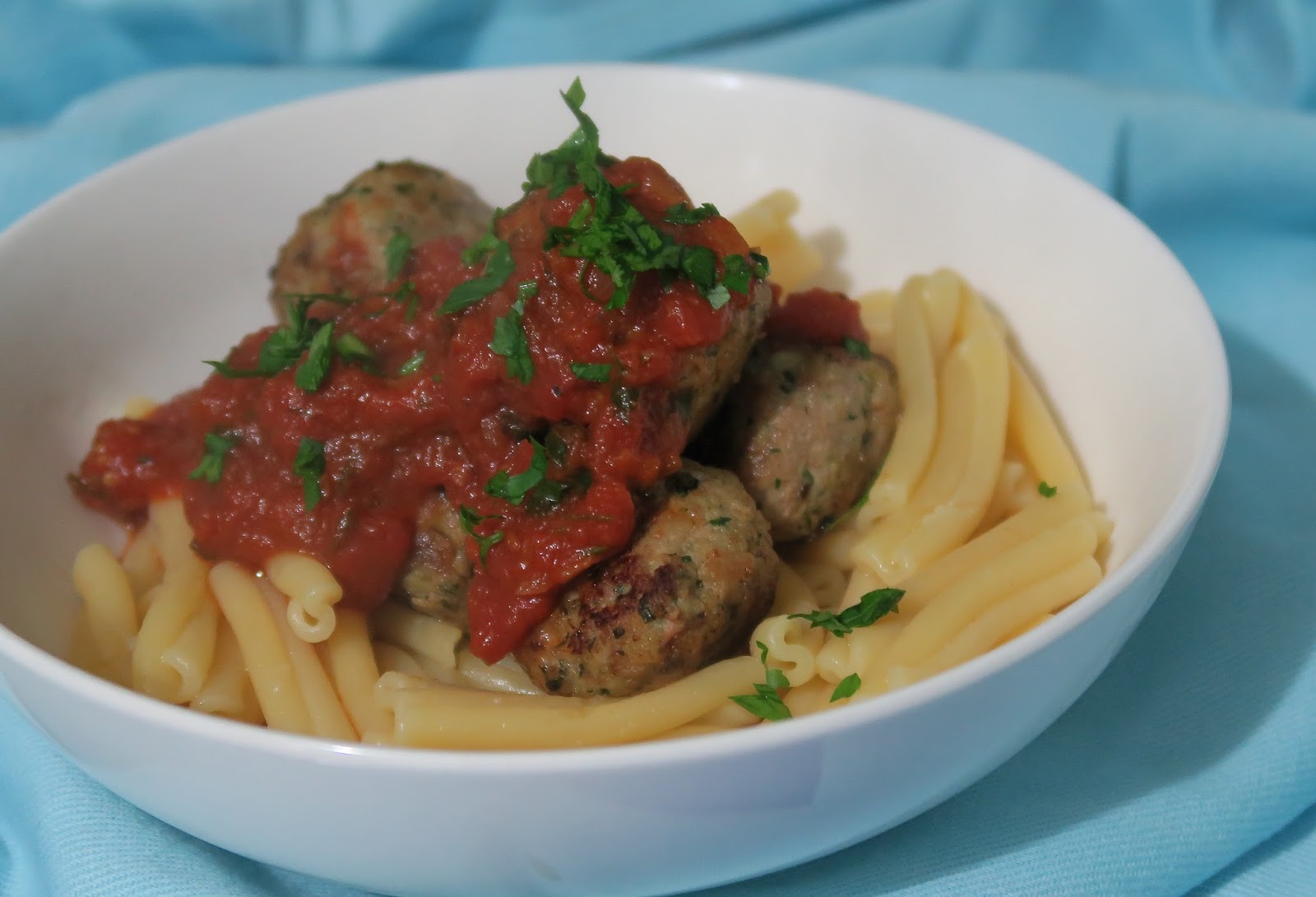 salt sugar & i Turkey meatballs with a simple tomato sauce.