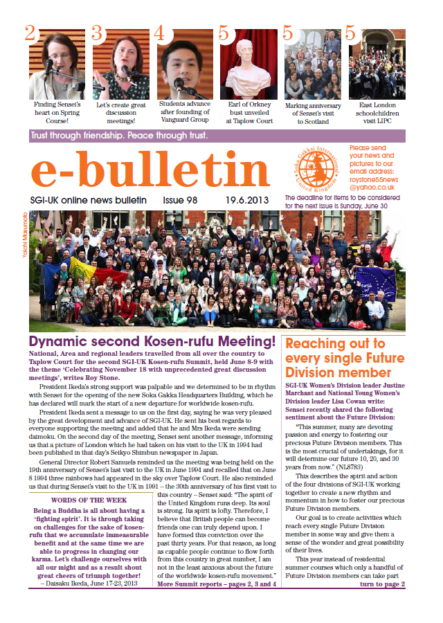 Faith, Practice and Study Daily Practice SGIUK ebulletin out now!