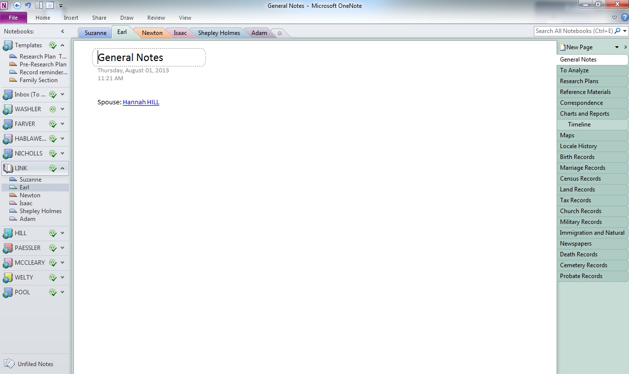 using onenote for genealogy