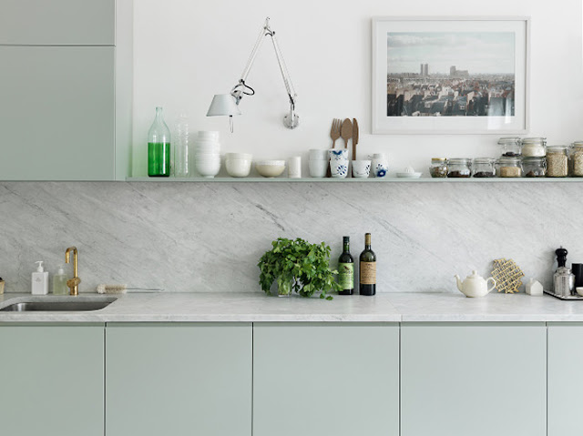 Modern Mint Kitchen fresh painted cabinets, green