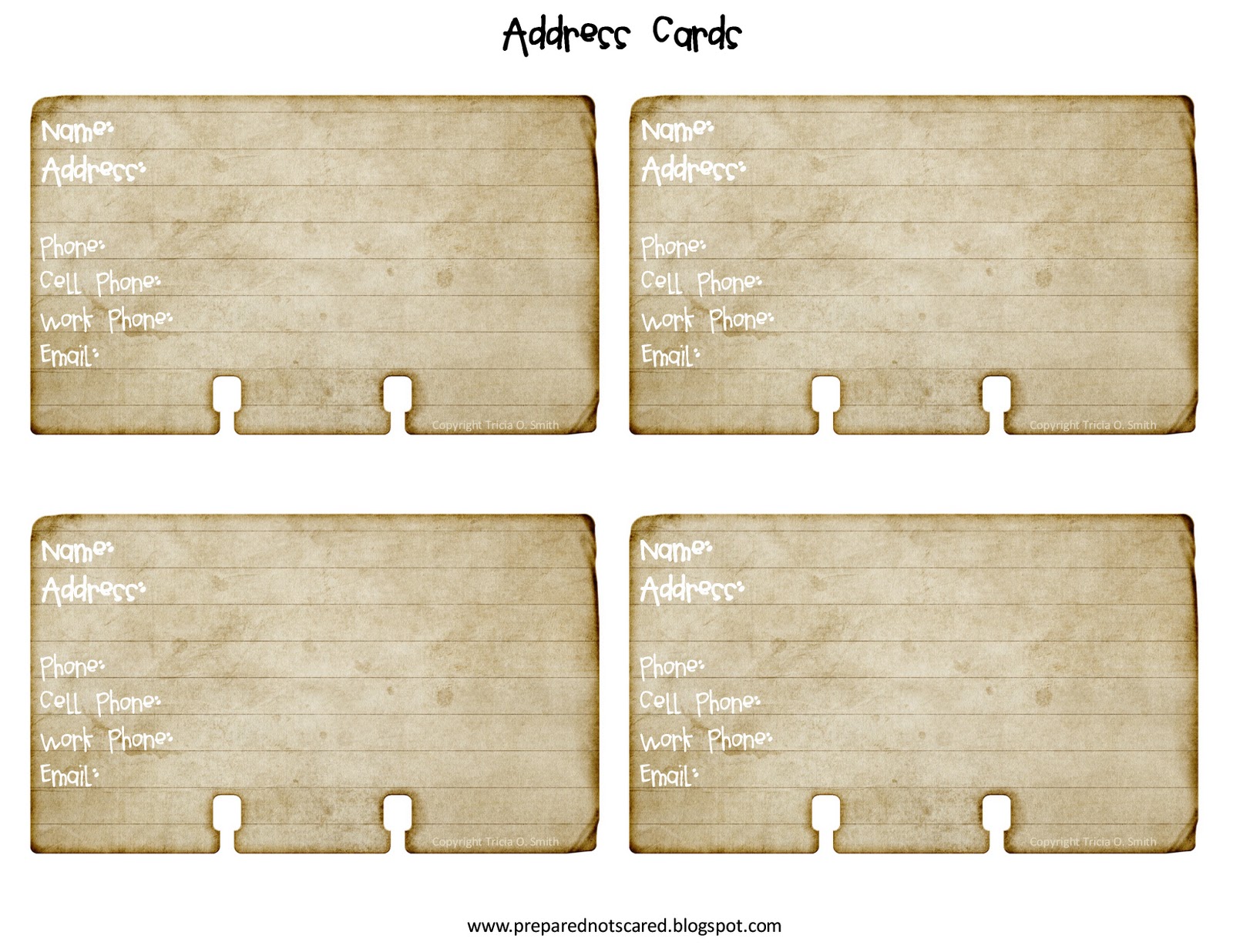 Prepared NOT Scared! Address Cards!