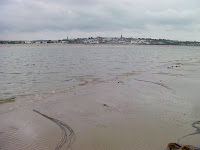 ryde town from sandflats at low tide
