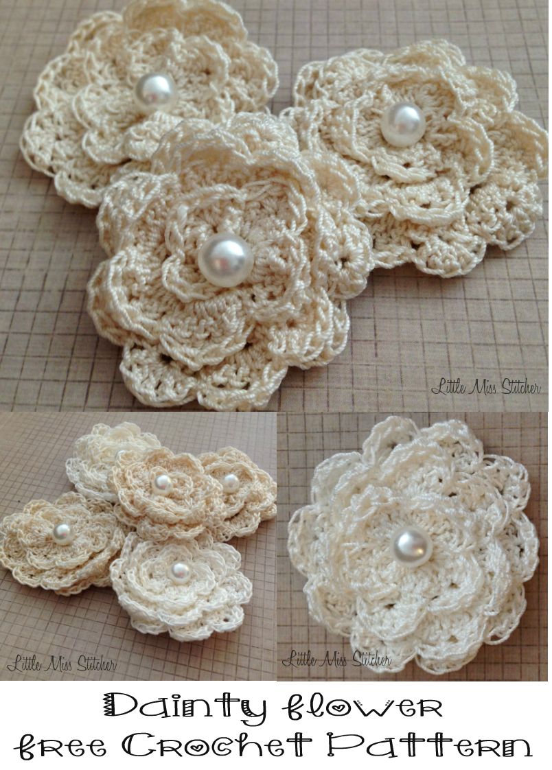 Little Miss Stitcher: Dainty Crochet Flower Free Pattern
