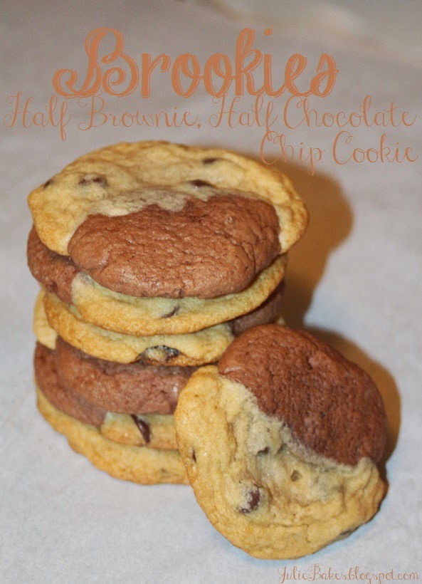 Julie Bakes Brookies (half brownie, half chocolate chip cookie)