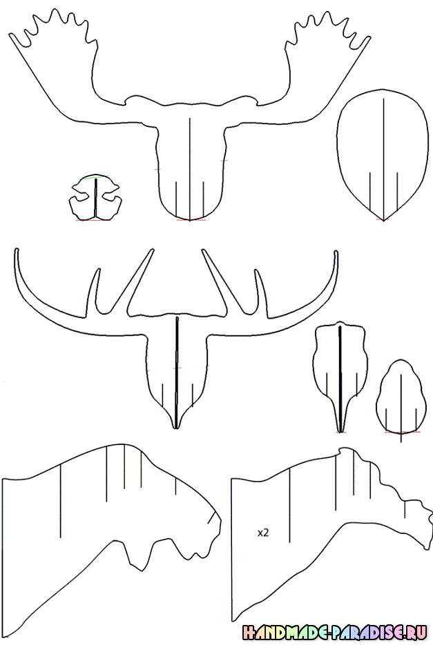 Шаблоны деталей головы оленя