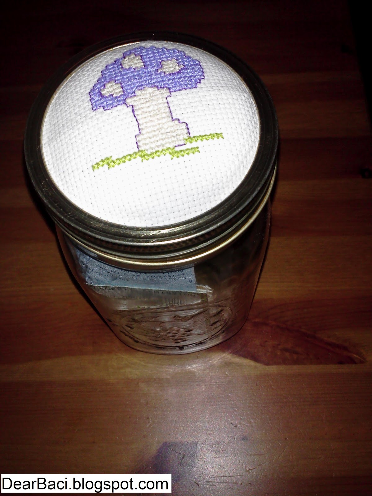 Dear Baci Mushroom Cross Stitch for Memory Jar