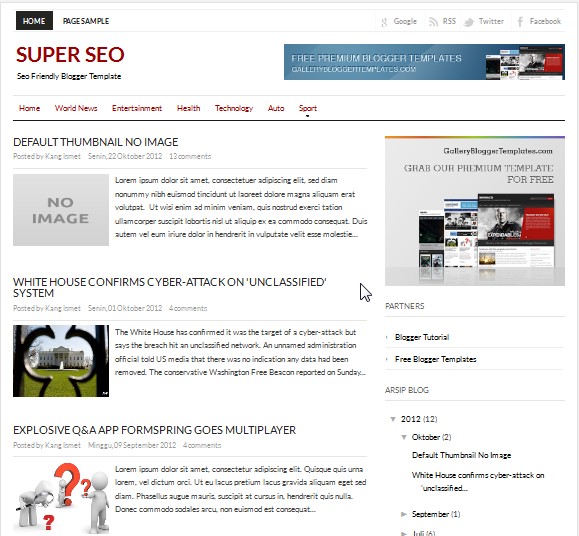 Super SEO Blogger Template Collections Super SEO Blogger Template Collections
