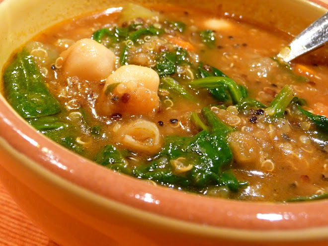 Vadouvan Spinach & Chick Pea Soup with Quinoa