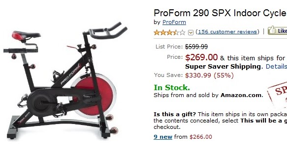 proform 290 spx spin bike price