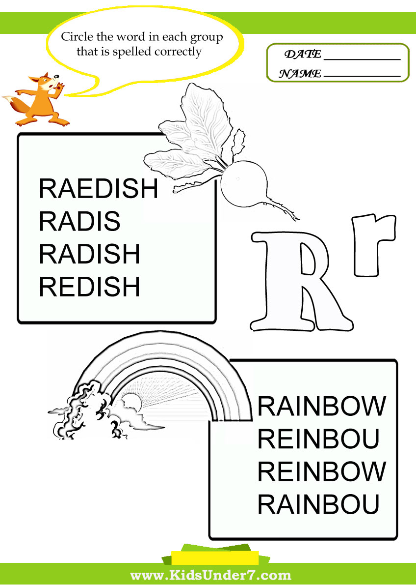 Circle The Correct Spelling Of R Words Circle The Correct Spelling Of R Words