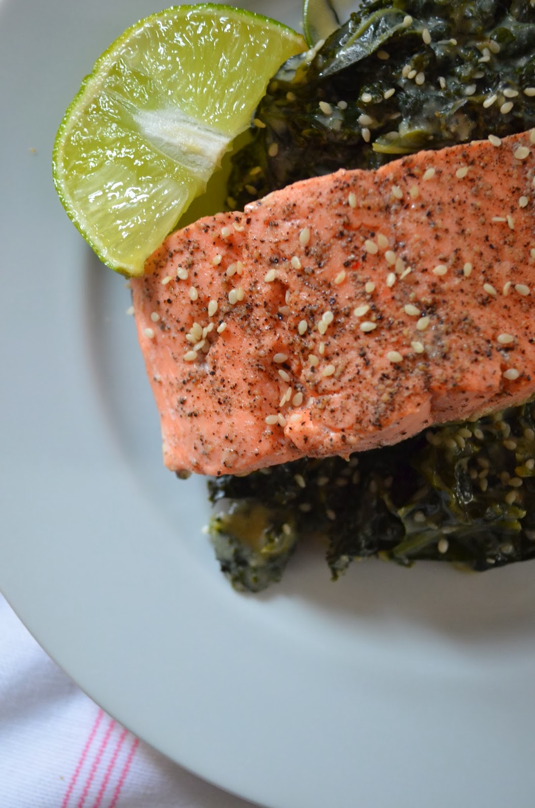 amour fou(d) coconut milk and miso creamed kale with salmon.