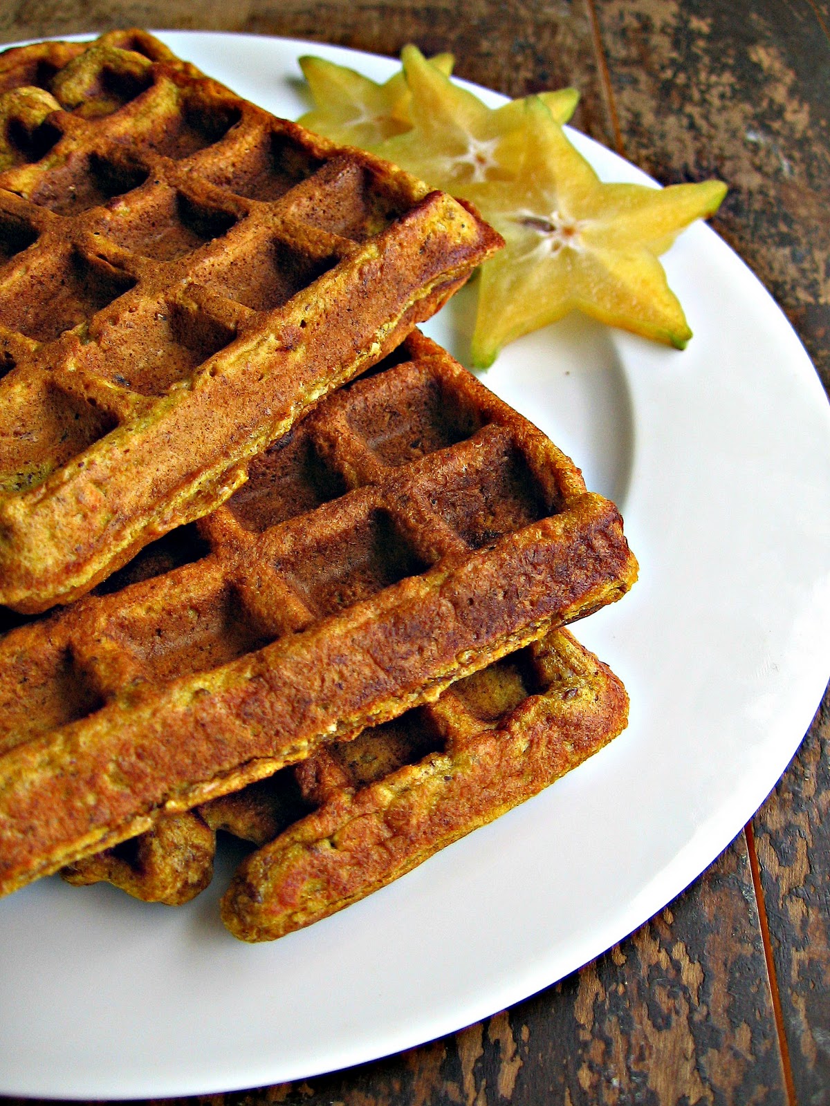 sweetsugarbean Pumpkin Whole Grain Waffles with Maple Greek Yogurt