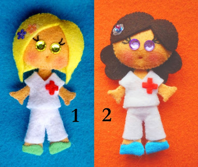 broche de fieltro, broche fieltro, enfermera fieltro, enfermera de fieltro, broche enfermera