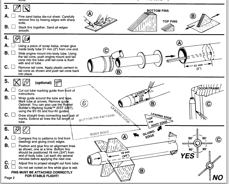 Model Rocket Building Estes Bullpup Build Part 3, Instructions