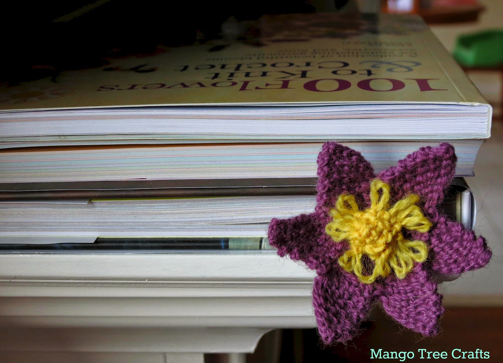 Knitted Flower Bookmark