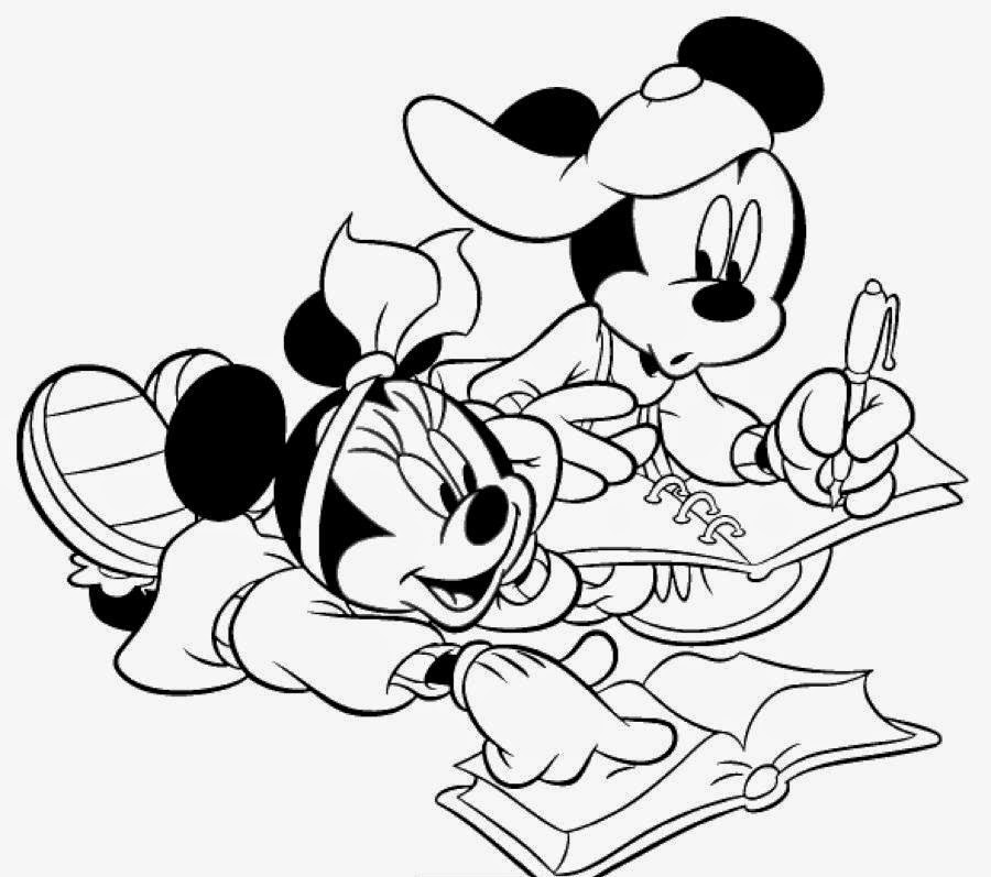 Mickey Mouse and Minnie Mouse For Kid Coloring Page Free wallpaper