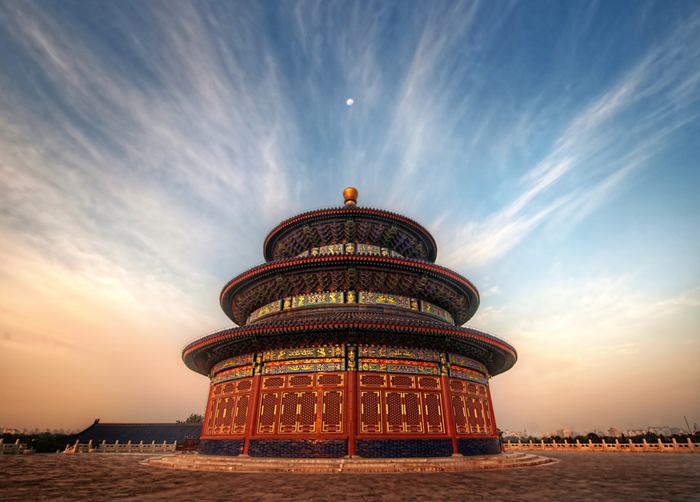 The Temple of Heaven, literally the Altar of Heaven is a complex of religious buildings situated in the southeastern part of central Beijing. The complex was visited by the Emperors of the Ming and Qing dynasties for annual ceremonies of prayer to Heaven for good harvest. It has been regarded as a Taoist temple, although Chinese Heaven worship, especially by the reigning monarch of the day, pre-dates Taoism.