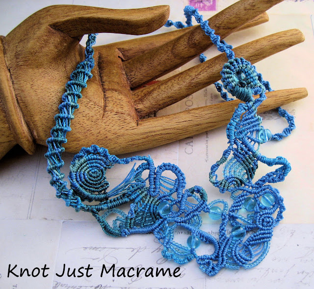 A study of water free form micro macrame necklace