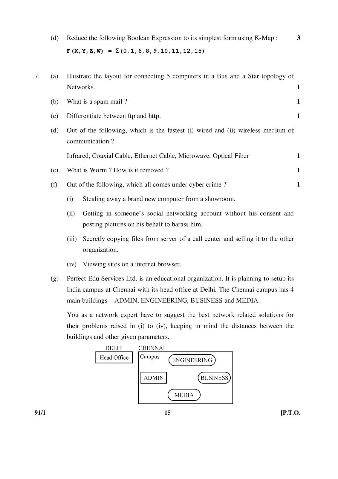 cbse class 12th 2015 board Computer Science question paper set-3 cbse class 12th 2015 Computer Science question paper