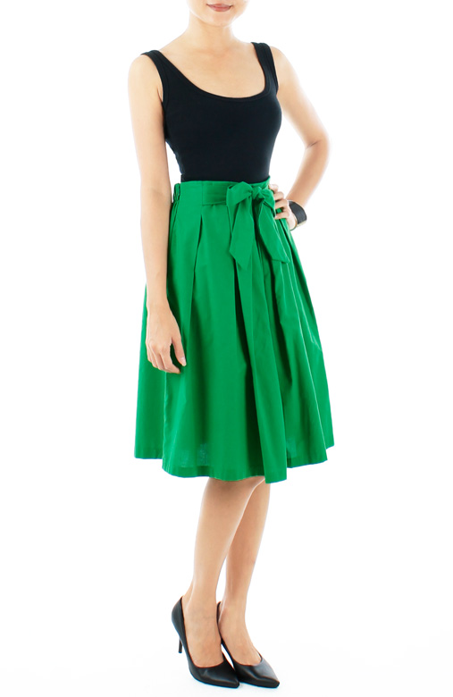 Flare Circle Skirt with Bow Front in Spring Green