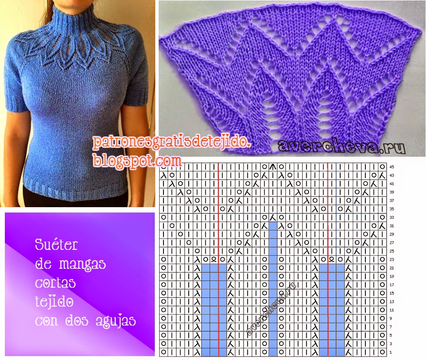 Suéter de mangas cortas tricot Crochet y Dos agujas Patrones de