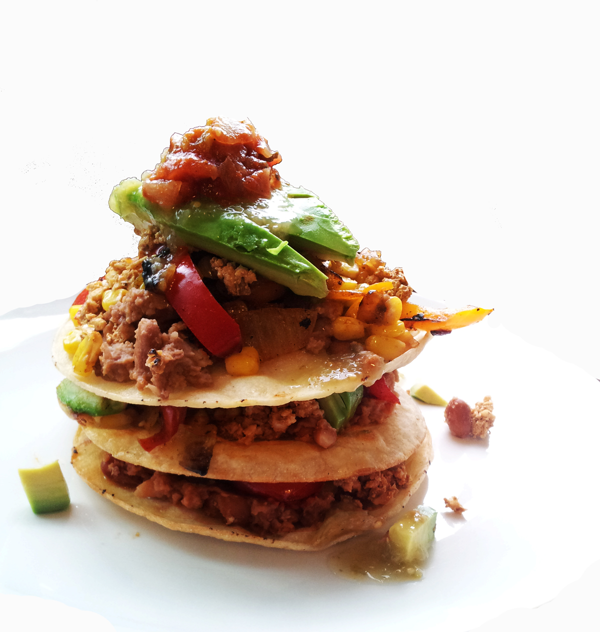 A Profound Hatred of Meat Tostadas with Walnut Crumbles & Chili Verde