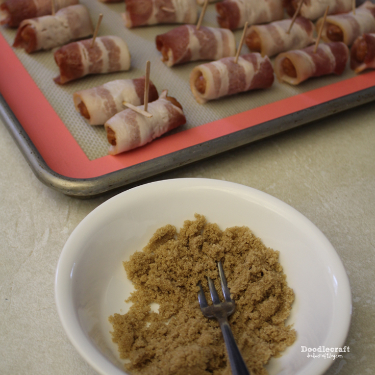 Doodlecraft Bacon Wrapped Sausages!