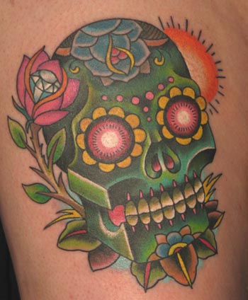 Skulls Tattoos on Tattoos With Skulls  Sugar Skull Tattoos  Black And White Chest Skulls