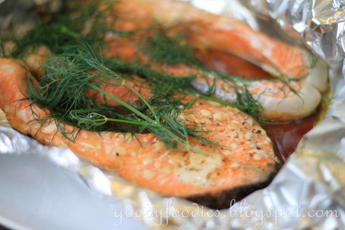 GoodyFoodies Recipe Baked salmon fillet with soy sauce and dill
