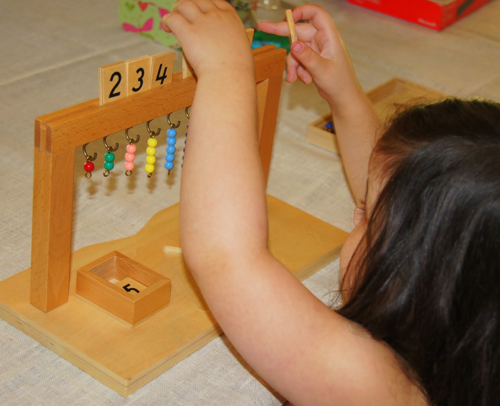 "Making Montessori Ours" Montessori Math Hanging Bead Stair