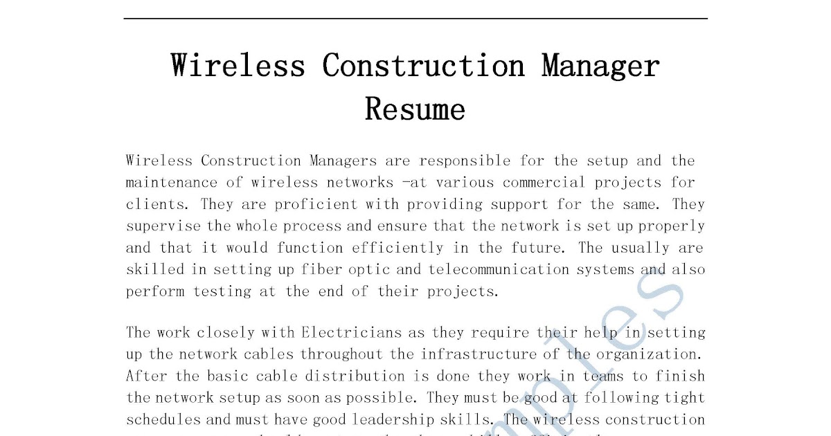 construction manager resumes
