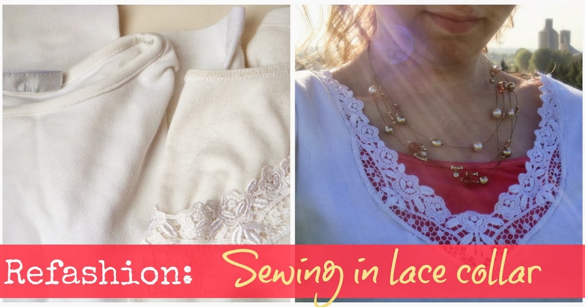 The Blue Birdhouse Refashion Sewing in a lace Collar